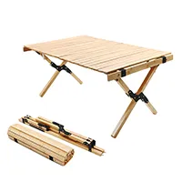 Campingtisch aus Holz und Bambus