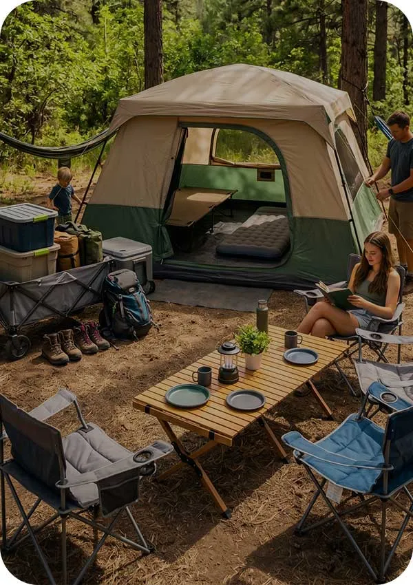 Aufbau des Campingplatzes